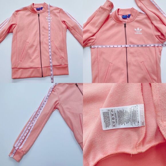 Adidas Originals Women’s Zip Up Track Jacket Light Peach Pink White 0 - Picture 12 of 12